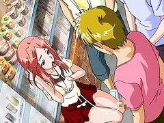 Cute hentai beauty demanded to eat hard dicks cum